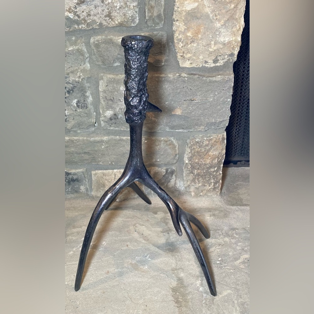 Cast Metal Stag Horn Candle Holders (Set of 2) - Picture 11 of 12